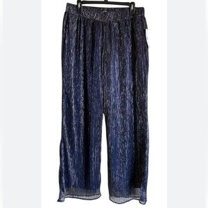 JM nwt studio Navy Blue and silver Women's Pants size large metallic sparkle